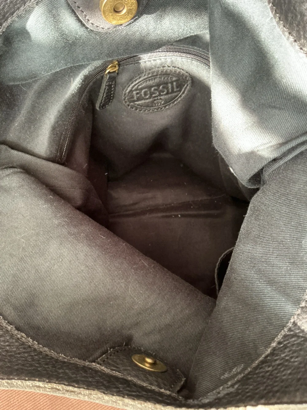 Fossil ERIN Ivory/Tan/Black Leather Hobo Satchel Bag